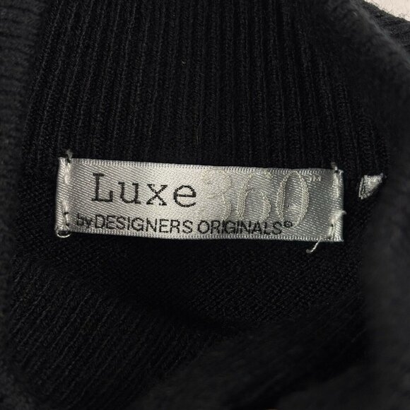 Luxe 360  Women’s Sweater M Black Mock Neck Turtle Neck Gold Zipper MCM Madmen - Picture 2 of 14